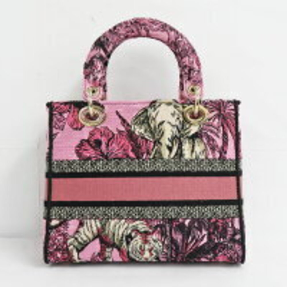 Dior Lady Lite Toile de Jouy Voyage Pink Vivid Animal Handbag - Picture 2 of 6